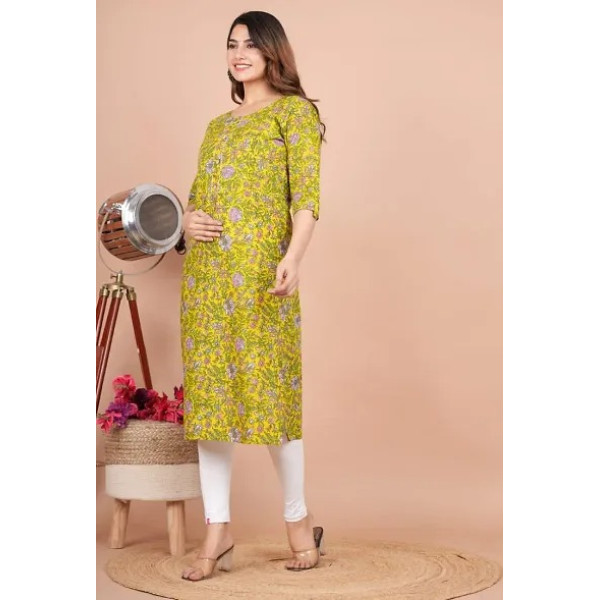 GR-Serenity Blossom: Cotton Printed Maternity and Feeding Kurti [Premium Product]