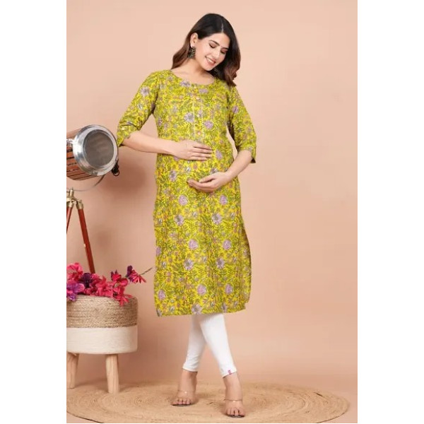 GR-Serenity Blossom: Cotton Printed Maternity and Feeding Kurti [Premium Product]