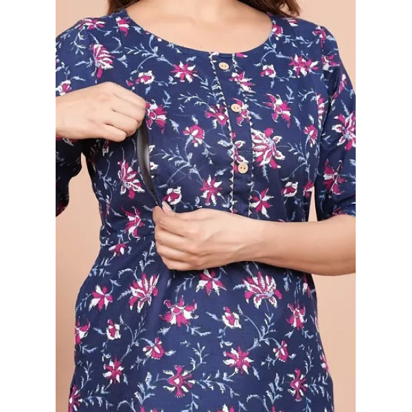 GR-Cotton Printed Maternity and Feeding Kurti [Premium Product]