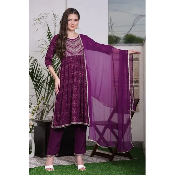 GR-Fancy Rayon Kurta Set For Women [Premium Product]