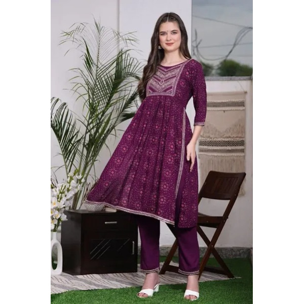 GR-Fancy Rayon Kurta Set For Women [Premium Product]