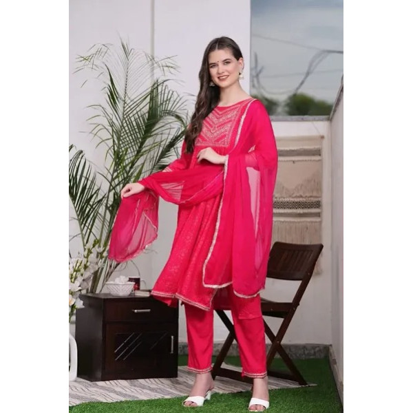 GR-Fancy Rayon Kurta Set For Women [Premium Product]