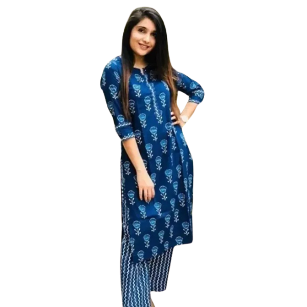 GR-Sapphire Elegance: Beautiful Blue Rayon Printed...