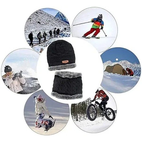 GR-Mens And Womens Wollen Cap And Neack Scarf [Low Budget Product]