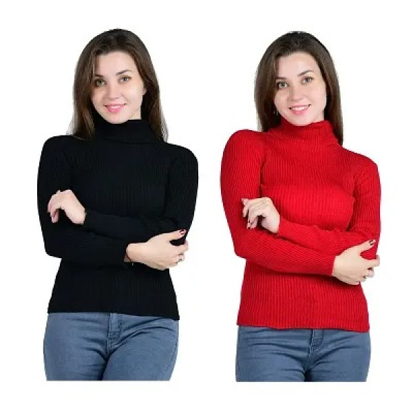 GR-Women's Woollen High Neck Innerwear Sweater Pul...