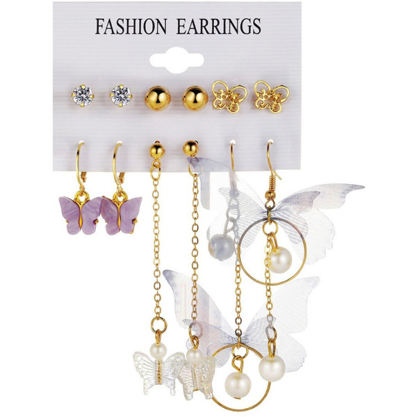 SP-Casual Elegance: 6-Piece Brass Earring Combo [P...