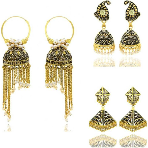 SP-Exquisite Traditional Gold Plated Earring Set f...