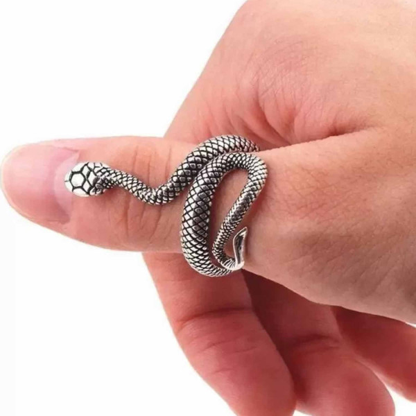 SP-Adjustable Silver Snake Ring: Versatile and Sty...