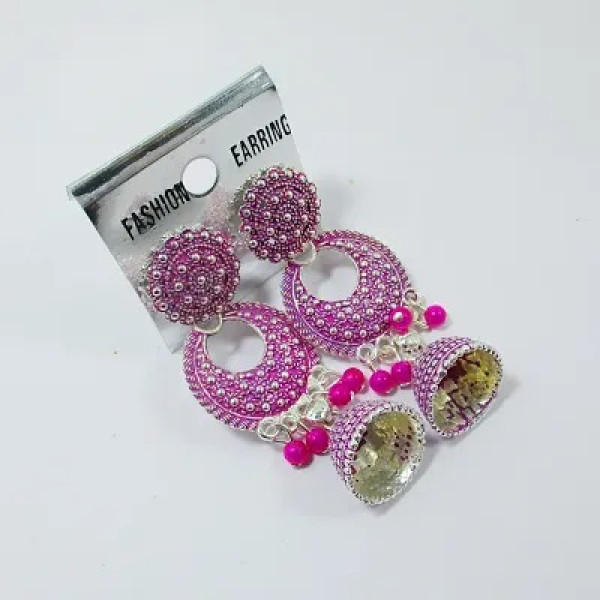 GR-Pink Color Cute Fashion Jhumki Earrings Alloy Jhumki Earring [Low Budget Product] | Free Shipping 