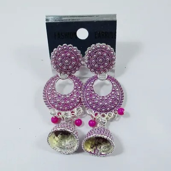 GR-Pink Color Cute Fashion Jhumki Earrings Alloy Jhumki Earring [Low Budget Product] | Free Shipping 