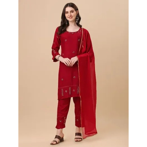 GR-Rayon Kurta Bottom Dupatta Set: Effortless Eleg...