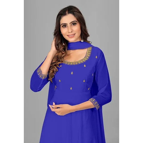 GR-Trendy Embroidery Work Georgette Kurta With Dupatta [Premium Product] | Free Shipping 