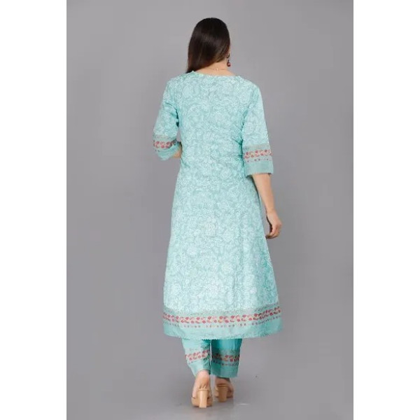 GR-Women Rayon Printed embroidered Jaipuri Kurti Palazzo Dupatta Set [Premium Product] | Free Shipping 