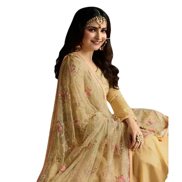 GR-Royal Export Women's Stylish Yellow Anarkali Go...