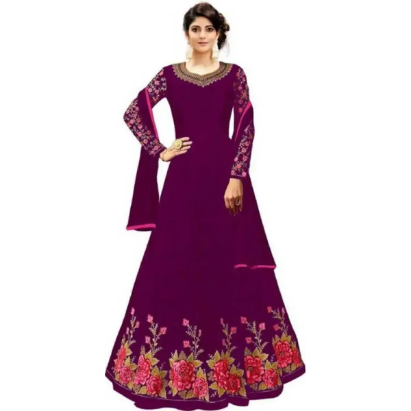 GR-Elegant Silk Embroidered Bollywood Gown for Wom...