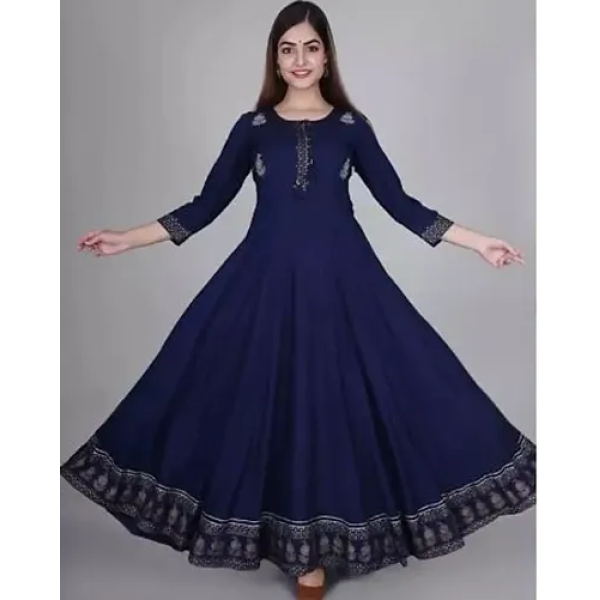 GR-Elegant Indo-Western Blue Rayon Gown for Women ...