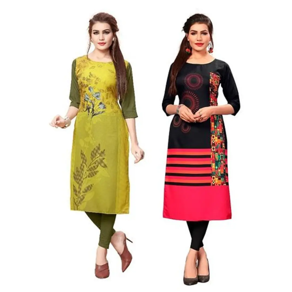 GR-Combo Pack of 2 Women's Printed Crepe Kurtis - ...