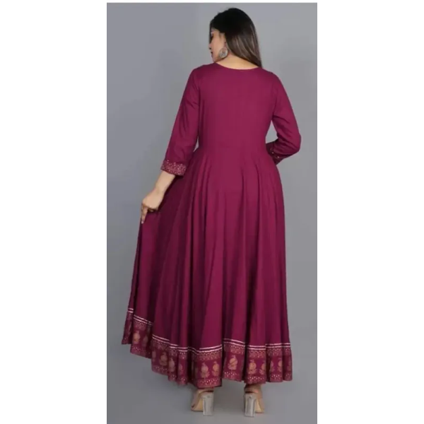 GR-Elegant Red Embroidered Rayon Stitched Gown for Women [Low Budget Product]