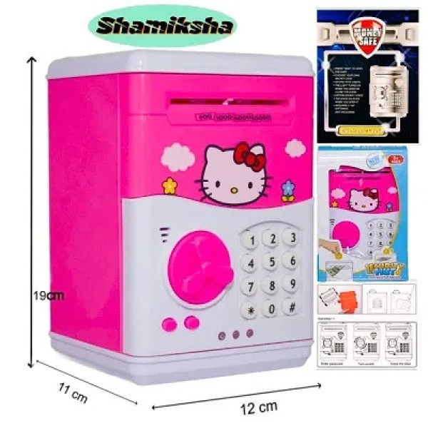 GR-Pink Mini Piggy Bank Safe Box Money Coin ATM To...