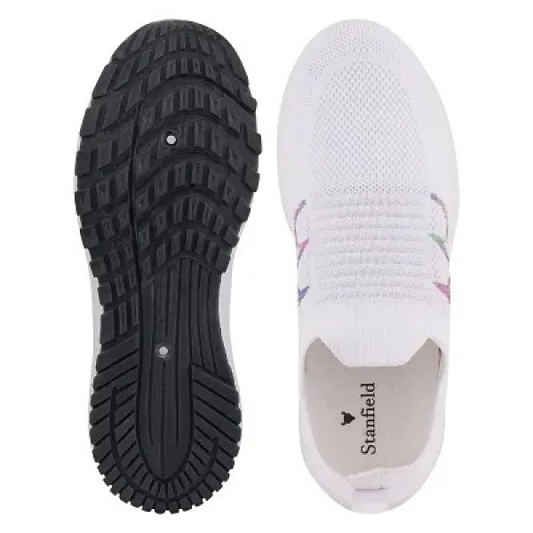 GR-Stylish White Mesh Solid Running Shoes For Women [Premium Product]