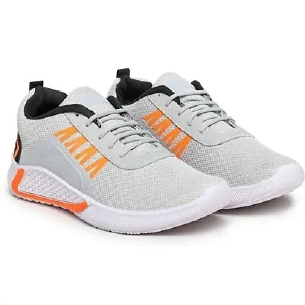 GR-Stylish Mesh Grey Lace-Up Running Sports Shoes For Men [Low Budget Product]