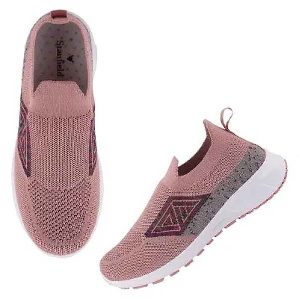 GR-Stylish Pink Mesh Solid Running Shoes For Women [Premium Product]