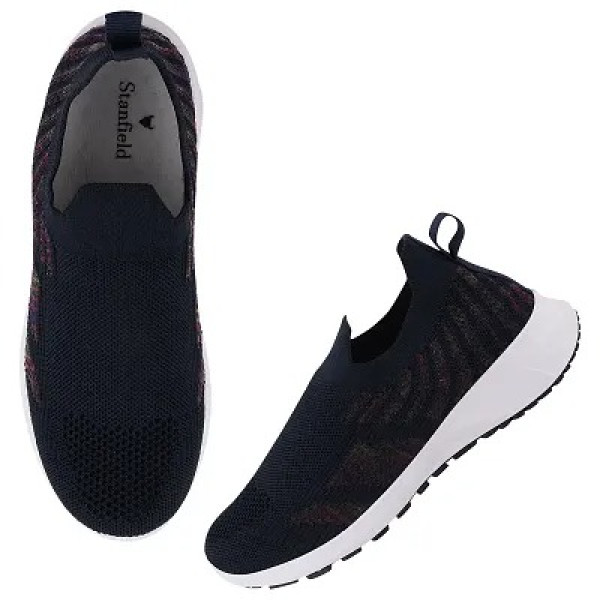 GR-Stylish Navy Blue Mesh Solid Running Shoes For Women [Premium Product]