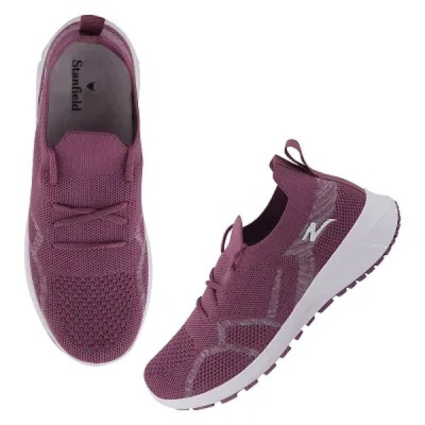 GR-Stylish Purple Mesh Solid Running Shoes For Women [Premium Product]