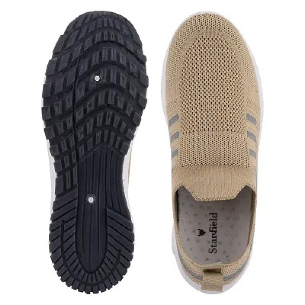 GR-Stylish Beige Mesh Solid Running Shoes For Women [Premium Product]