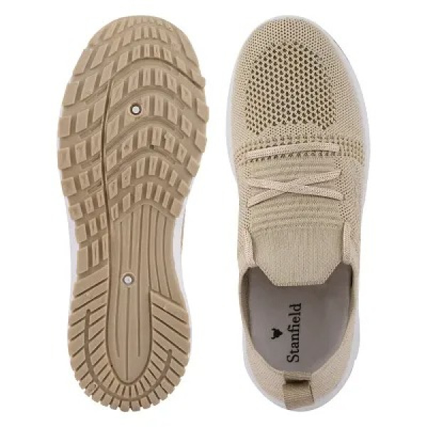 GR-Stylish Beige Mesh Solid Running Shoes For Women [Premium Product]