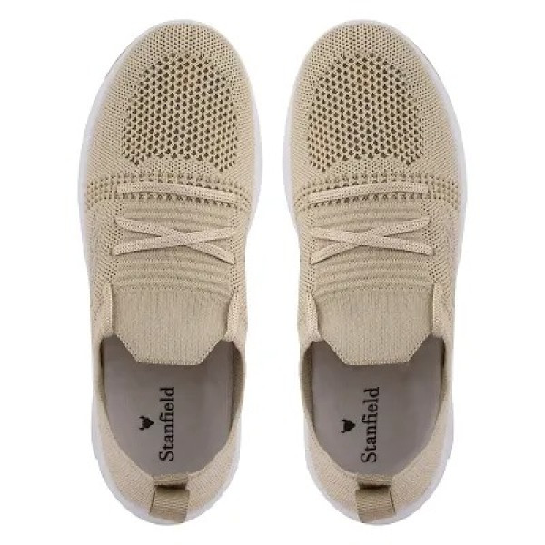 GR-Stylish Beige Mesh Solid Running Shoes For Women [Premium Product]