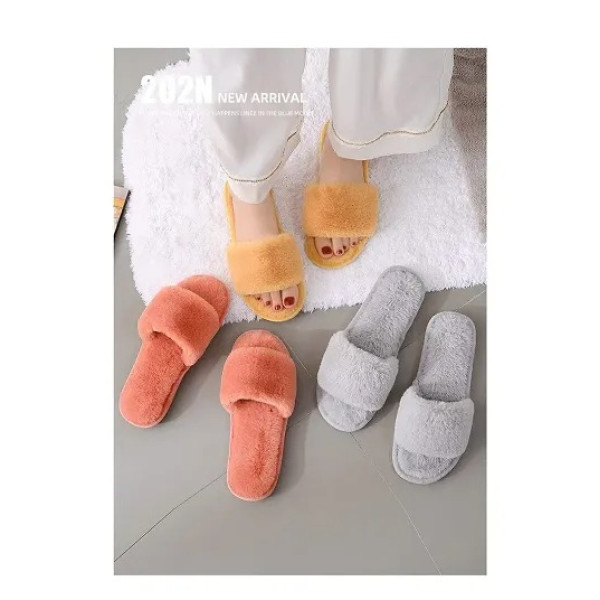 GR-Slipper For Women's Flip Flops Fur Winter Fashion House Slides Home Indoor Outdoor Sandals [Low Budget Product]