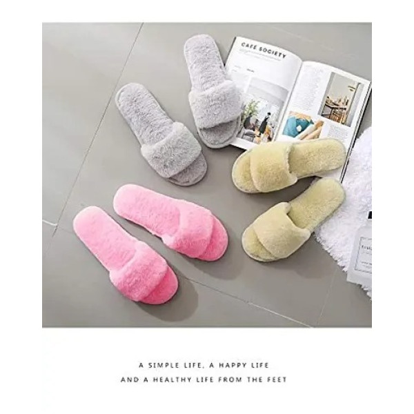 GR-ILU Slipper For Women's Flip Flops Fur Winter Fashion House Slides Home Indoor Outdoor Sandals [Low Budget Product]
