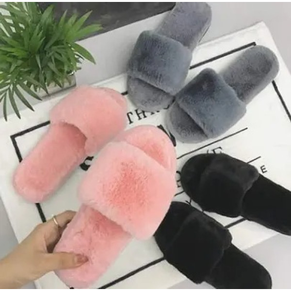 GR-ILU Slipper For Women's Flip Flops Fur Winter Fashion House Slides Home Indoor Outdoor Sandals [Low Budget Product]