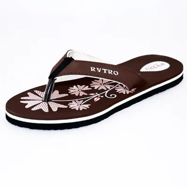 GR-Brown Eva Printed Slippers Flip Flops For Women [Low Budget Product]