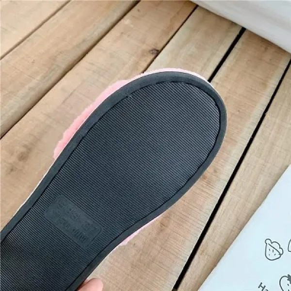 GR-Women's Stylish Comfy Solid Blue Fur Open-Toe Slides [Low Budget Product]