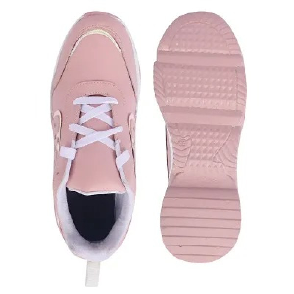 GR-Elegant Peach Synthetic Sneakers For Women [Premium Product]