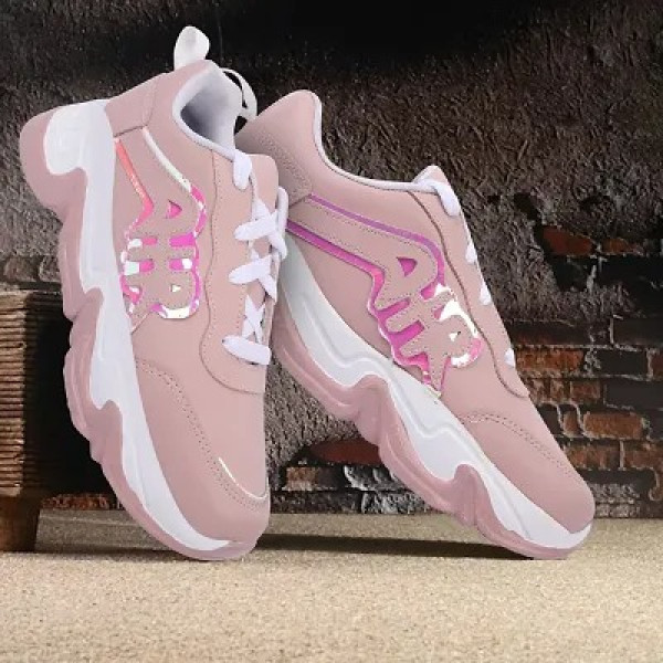 GR-Elegant Peach Synthetic Sneakers For Women [Premium Product]