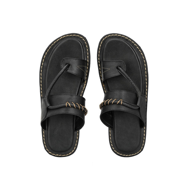 SP-Men's Black Synthetic Leather Slip-On Casual Sl...