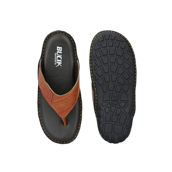SP-Men's Tan Synthetic Leather Slip-On Casual Slipper/Flip Flop [Premium Product] | Free Shipping 