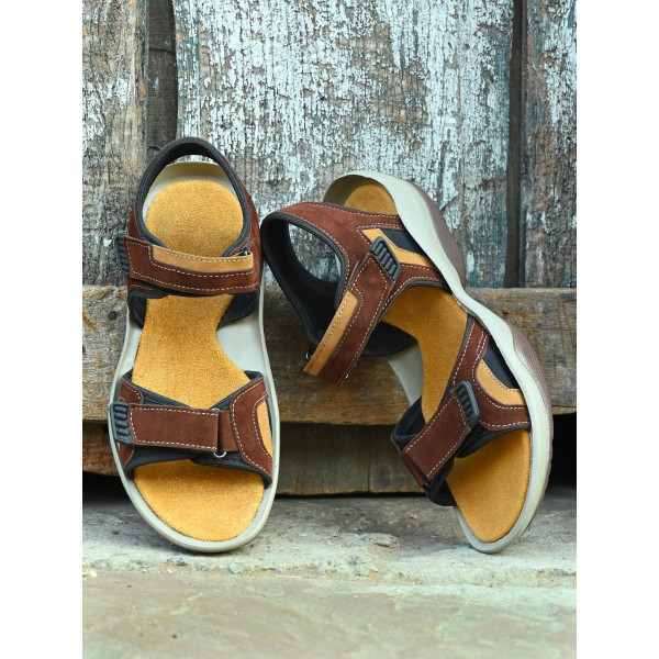 SP-Men's Brown Genuine Leather Slip-On Casual Sandal [Premium Product] | Free Shipping 