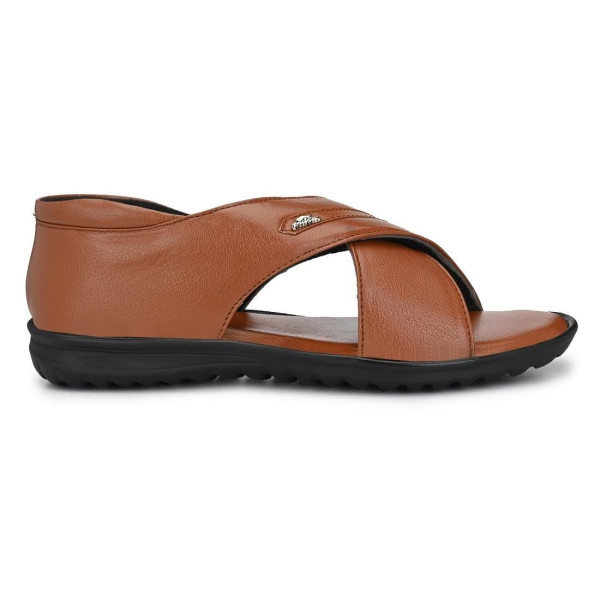 SP-Men's Tan Synthetic Leather Slip-On Casual Sandal [Premium Product] | Free Shipping 