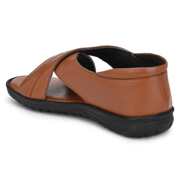 SP-Men's Tan Synthetic Leather Slip-On Casual Sandal [Premium Product] | Free Shipping 