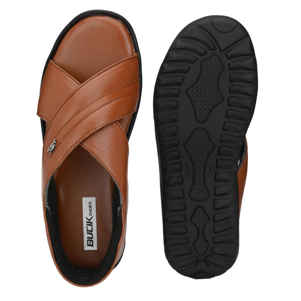 SP-Men's Tan Synthetic Leather Slip-On Casual Sandal [Premium Product] | Free Shipping 