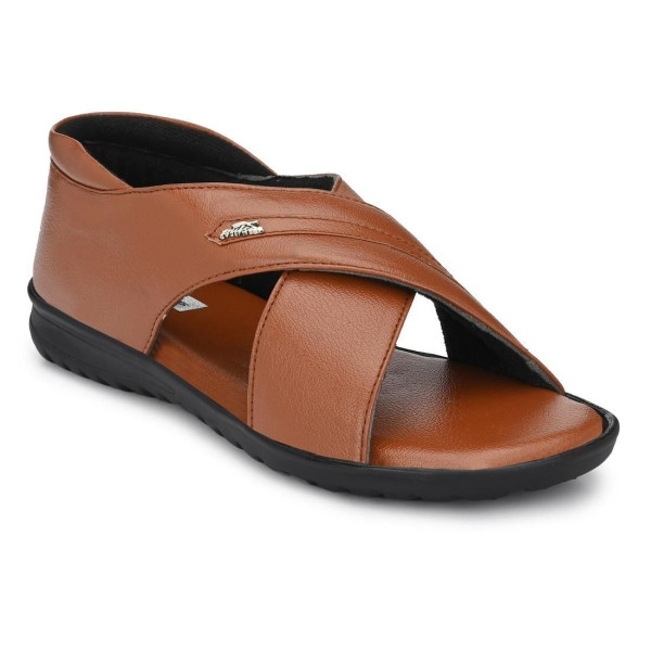 SP-Men's Tan Synthetic Leather Slip-On Casual Sandal [Premium Product] | Free Shipping 