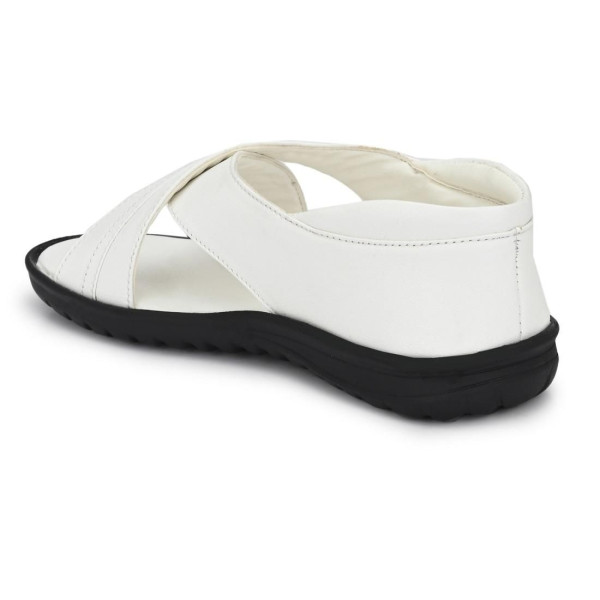 SP-Men's White Synthetic Leather Slip-On Casual Sandal [Premium Product] | Free Shipping 