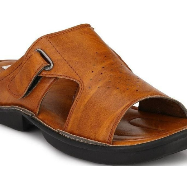 SP-Men's Tan Synthetic Leather Slip-On Casual Sandal [Premium Product] | Free Shipping 