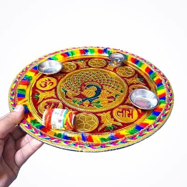 GR-Stainless Steel Decorative Pooja Aarti Thali || Puja Articles [Low Budget Product]