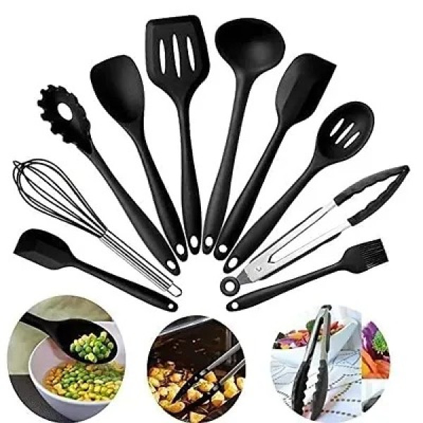 GR-VGMAX 11-Piece Silicone Spatula Set with Wooden...