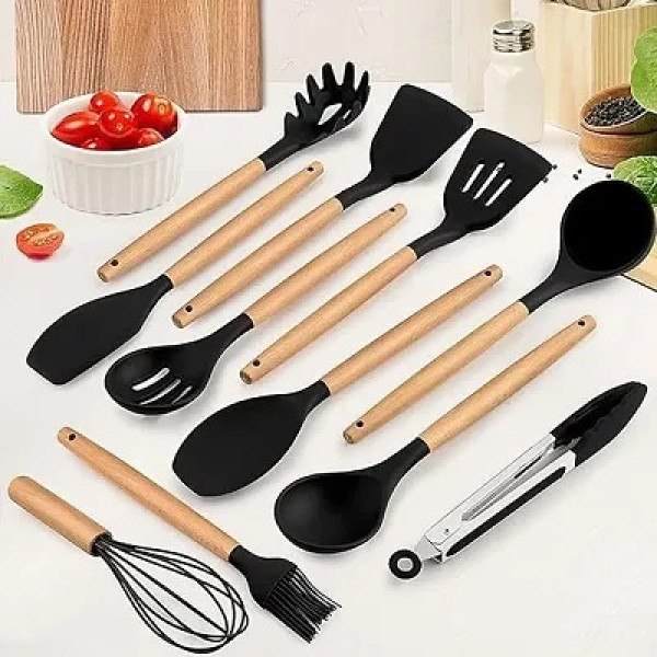 GR-VGMAX 11-Piece Silicone Spatula Set with Wooden Handles [Premium Product]